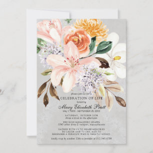 Dusty Pink Terracotta Floral Celebration of Life Invitation
