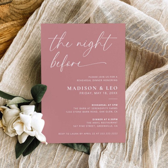 Dusty Pink The Night Before Rehearsal Dinner Invitation (Creator Uploaded)