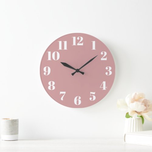 Dusty Pink Trendy Numbers Large Clock
