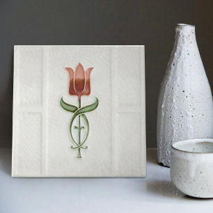 Dusty Pink Tulip Wall Decor Nouveau Art Gibbons Ceramic Tile