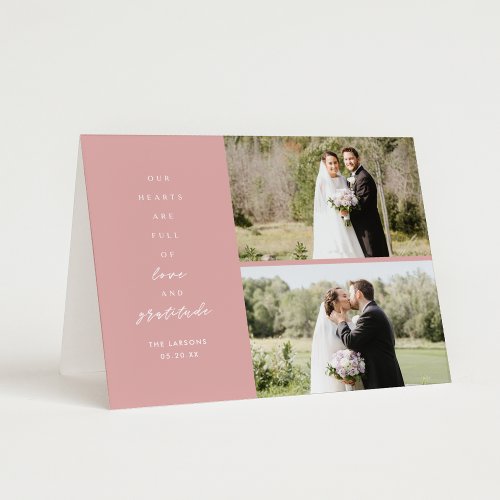 Dusty Pink Two Photo Folded Wedding Thank You