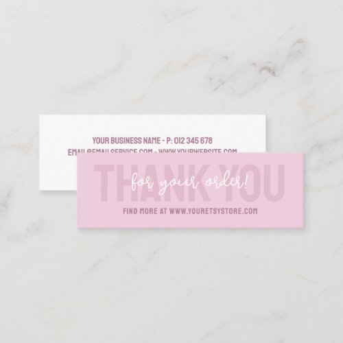 Dusty Pink Typography Thank You Order Insert
