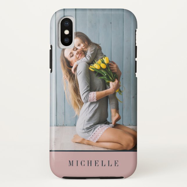 Dusty PInk  | Vertical photo monogram personalized Case-Mate iPhone Case (Back)