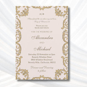 Dusty Pink Vintage Bible Verse Christian Wedding Invitation