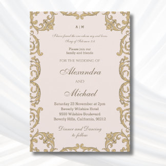 Dusty Pink Vintage Bible Verse Christian Wedding Invitation