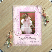Dusty Pink, Vintage Butterfly Quinceanera Invite