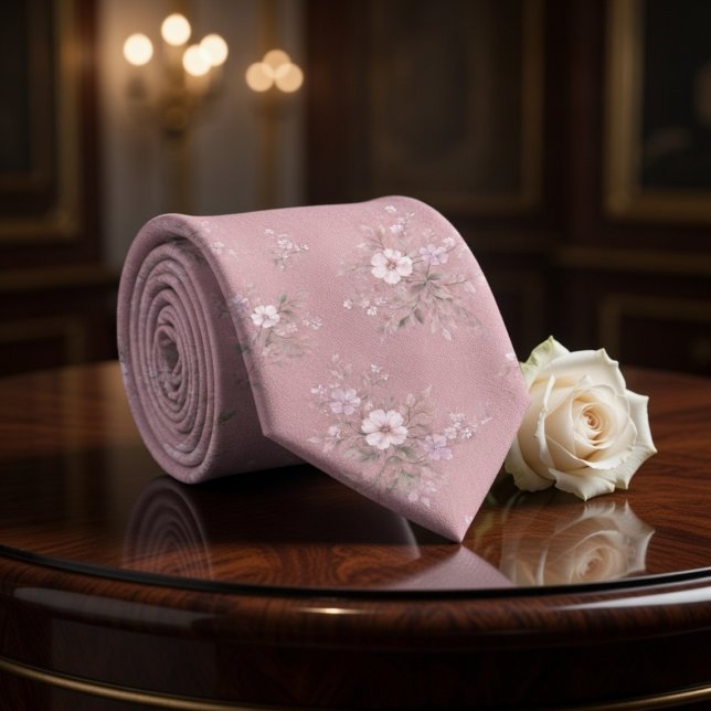 Dusty Pink Vintage Floral Neck Tie (Creator Uploaded)