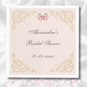 Dusty Pink Vintage Floral Peony Bridal Shower Napkins