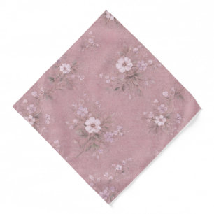 Dusty Pink Vintage Floral Pocket Square Bandana