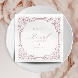 Dusty Pink Vintage Frame Elegant Bridal Shower Napkins