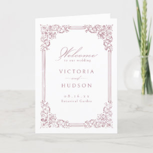 Dusty Pink Vintage Frame Elegant Script Wedding Program