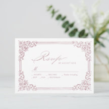 Dusty Pink Vintage Frame Elegant Script Wedding