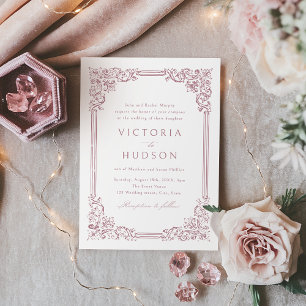 Dusty Pink Vintage Frame Elegant Wedding Invitati Invitation