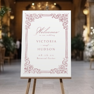 Dusty Pink Vintage Frame Elegant Wedding Welcome Foam Board