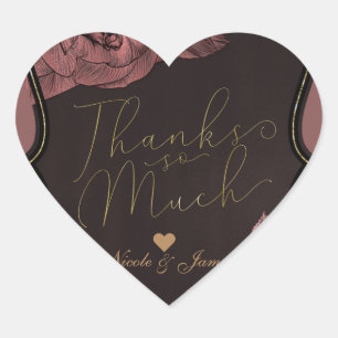 Dusty Pink Vintage Rose Gold Elegant Glam Wedding Heart Sticker