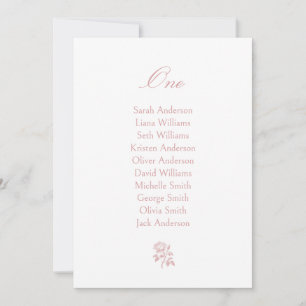 Dusty Pink Vintage Rose Wedding Seating Chart Card