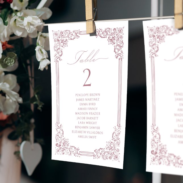 Dusty Pink Vintage Table Number Seating Chart (Dusty Pink Vintage Table Number Seating Chart)