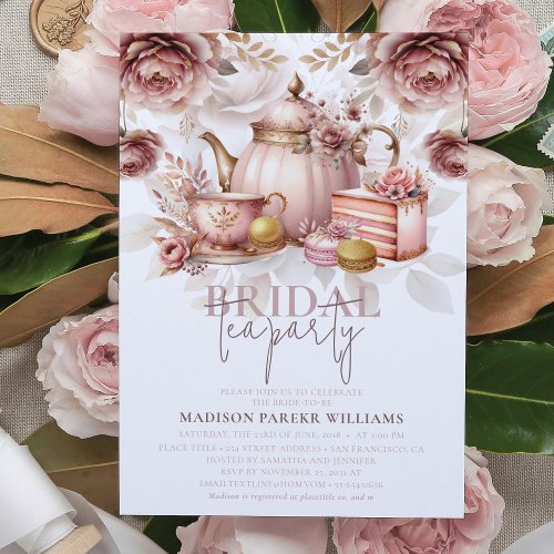 Dusty Pink Watercolor Bridal Tea Shower Invitation