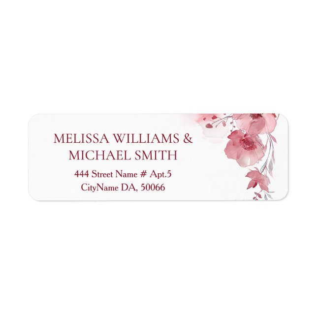 Dusty Pink Watercolor Flower |  Wedding Label (Front)