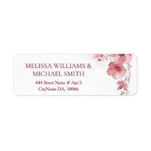 Dusty Pink Watercolor Flower    Wedding Label