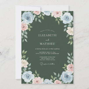 Dusty Pink Watercolor Wedding Invitation