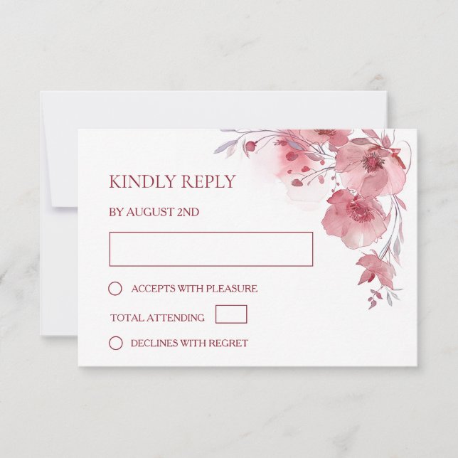 Dusty Pink Watercolor Wedding RSVP Card (Front)