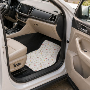 Dusty Pink Watercolor Wildflower Car Floor Mat