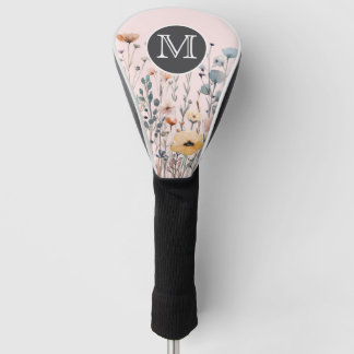 Dusty Pink Watercolor Wildflower Golf Head Cover