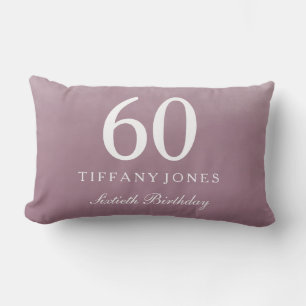 Dusty Pink Watercolor Womans Mens 60th Birthday Lumbar Pillow