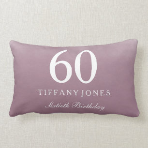 Dusty Pink Watercolor Womans Mens 60th Birthday Lumbar Pillow