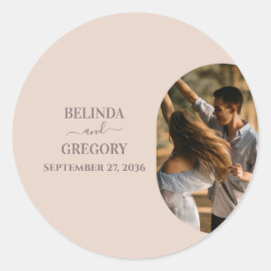Dusty Pink We Do Minimalist Photo Wedding Classic Round Sticker