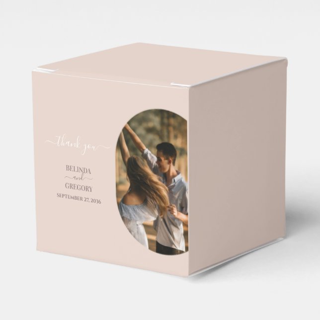 Dusty Pink We Do Minimalist Photo Wedding Favor Boxes (Front Side)