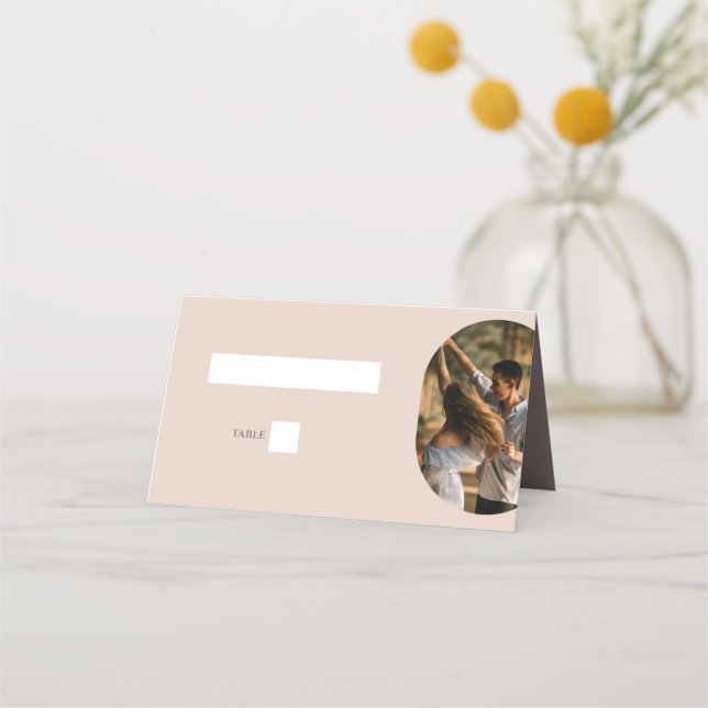 Dusty Pink We Do Minimalist Photo Wedding Place Card (Front)