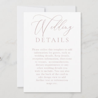 Dusty Pink Wedding Digital Details Enclosure Card
