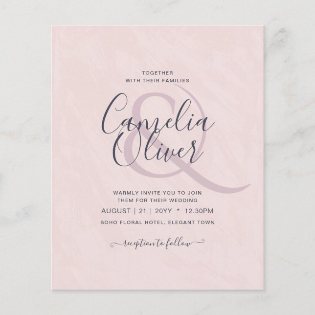Dusty Pink Wedding Invitations Modern Budget Flyer (Front)