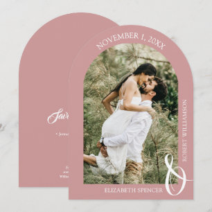 Dusty Pink Wedding Photo QR Code Save the Date