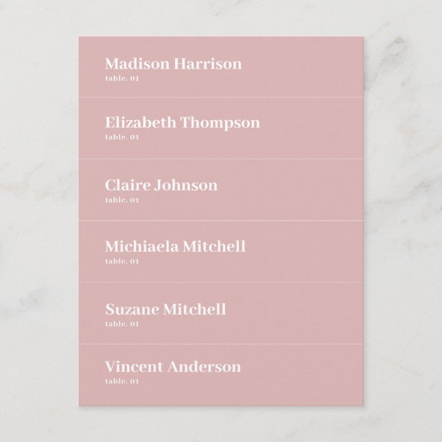Dusty Pink Wedding Place Card DIY (Front)