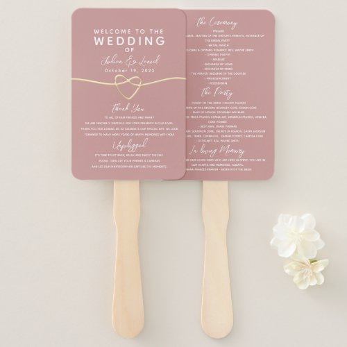 Dusty Pink Wedding Program Hand Fan