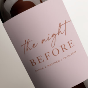Dusty Pink Wedding Rehearsal Dinner Night Before Wine Label