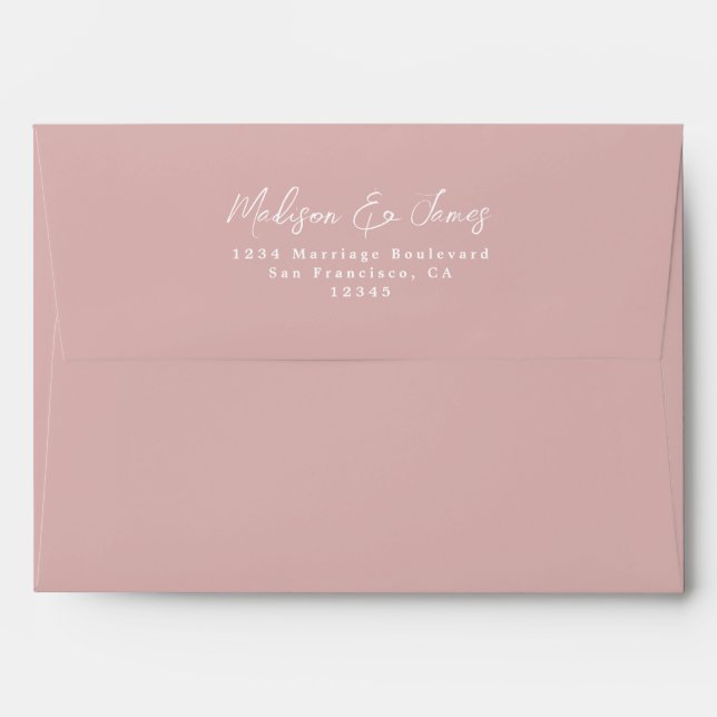 Dusty Pink Wedding Return Address Envelope (Back (Top Flap))