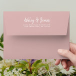 Dusty Pink Wedding Return Address Envelope<br><div class="desc">Chic, modern and simple wedding return address envelope with your names in white elegant handwritten script calligraphy on a dusty rose background. Simply add your names and address. Exclusively designed for you by Happy Dolphin Studio. This beautiful wedding envelope is part of the 'dusty pink floral' wedding collection in our...</div>