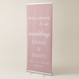Dusty Pink Wedding Welcome Retractable Banner
