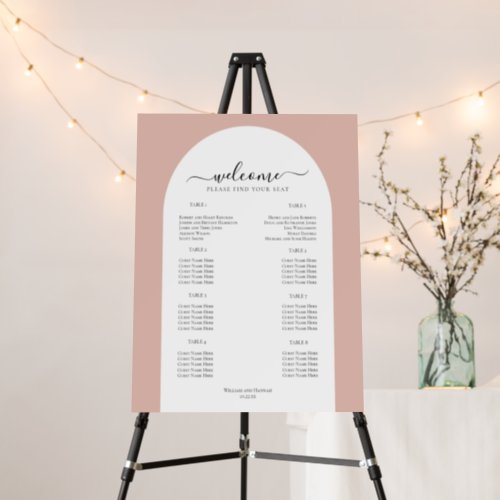 Dusty Pink Wedding Welcome Seating Chart Arch Foam Board