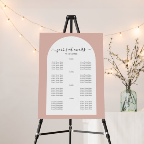 Dusty Pink Welcome Wedding Seating Chart Arch Foam Board