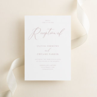 Dusty Pink & White Beautiful Wedding Reception Invitation