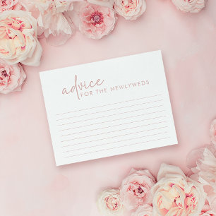 Dusty Pink & White Minimalist Bridal Shower Advice Enclosure Card