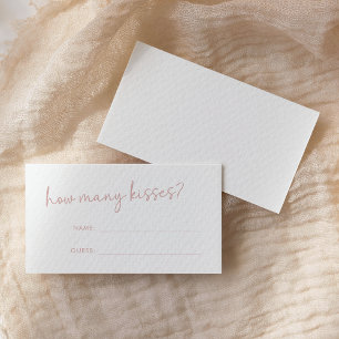 Dusty Pink & White Minimalist How Many Kisses Game Enclosure Card
