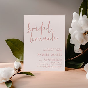 Dusty Pink & White Minimalist Script Bridal Brunch Invitation