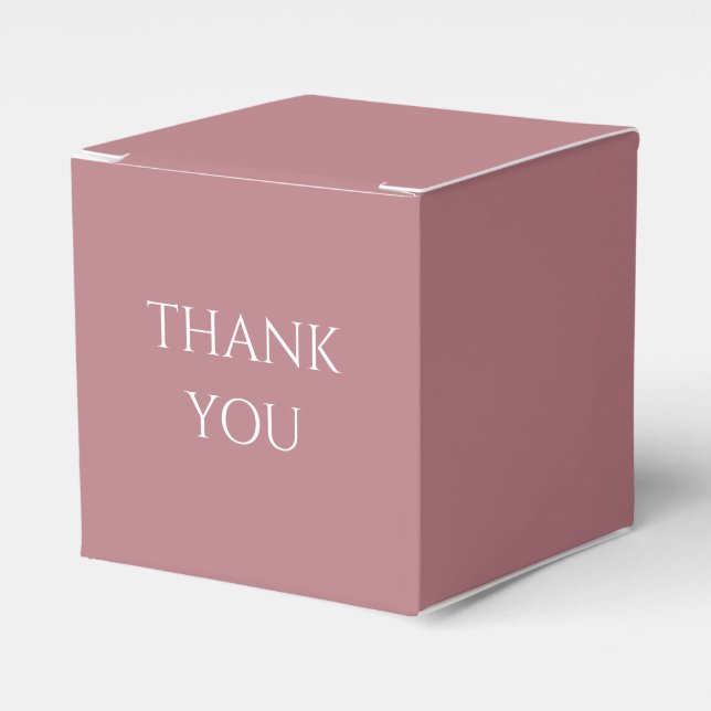 Dusty Pink & White Script Wedding Thank You Favor Boxes (Front Side)