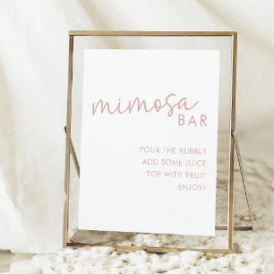 Dusty Pink & White Simple Bridal Shower Mimosa Bar Poster